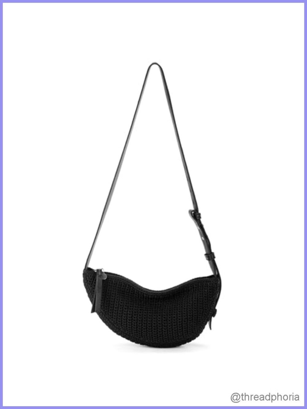 The Sak Tess Crochet Sling Crossbody Bag Recycled Yarn Leather Adjustable Strap